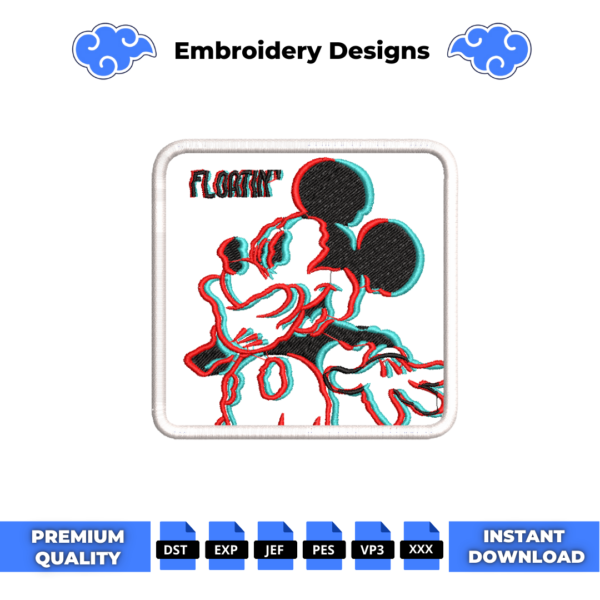 Mickey Mouse 3D Cap Embroidery Design