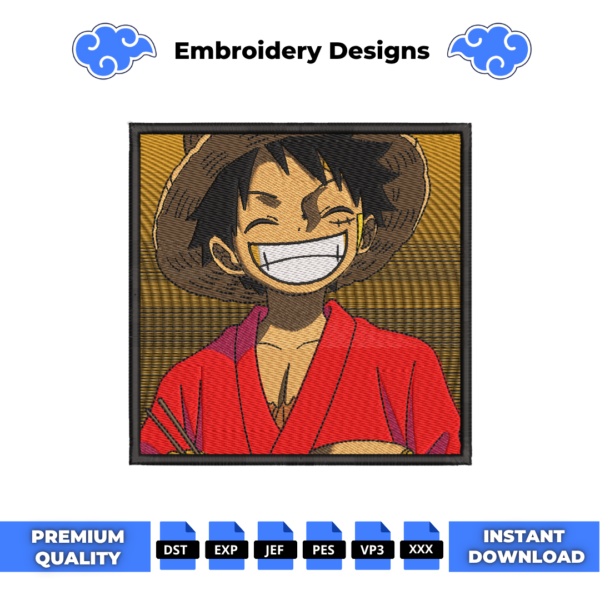 Monkey D Luffy Anime Embroidery Design