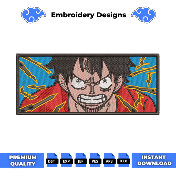 Monkey D Luffy Boxed Anime Embroidery Design