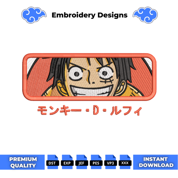 Monkey D Luffy Boxed Embroidery Design
