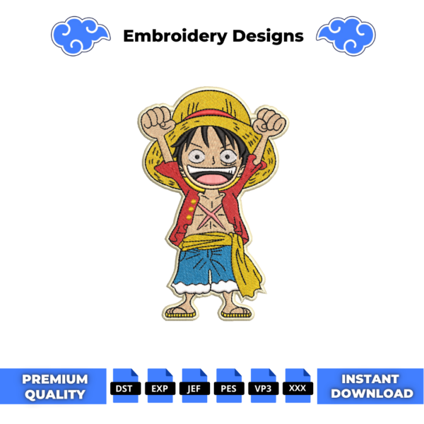 Monkey D Luffy Chibi Embroidery Design