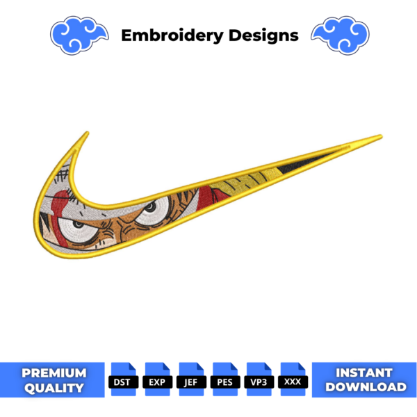 Monkey D Luffy Eyes Swoosh Embroidery Design