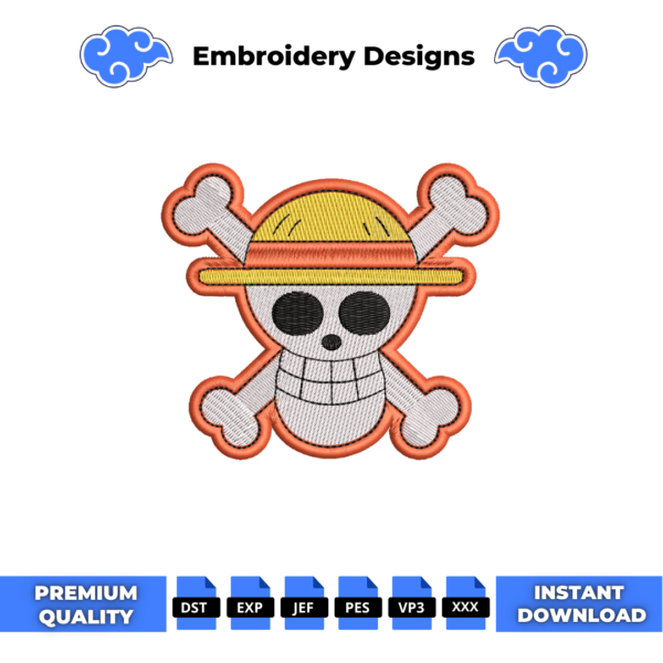 Monkey D Luffy Logo Embroidery Design
