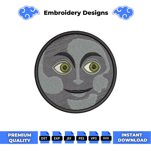 Moon Emoji Embroidery Design