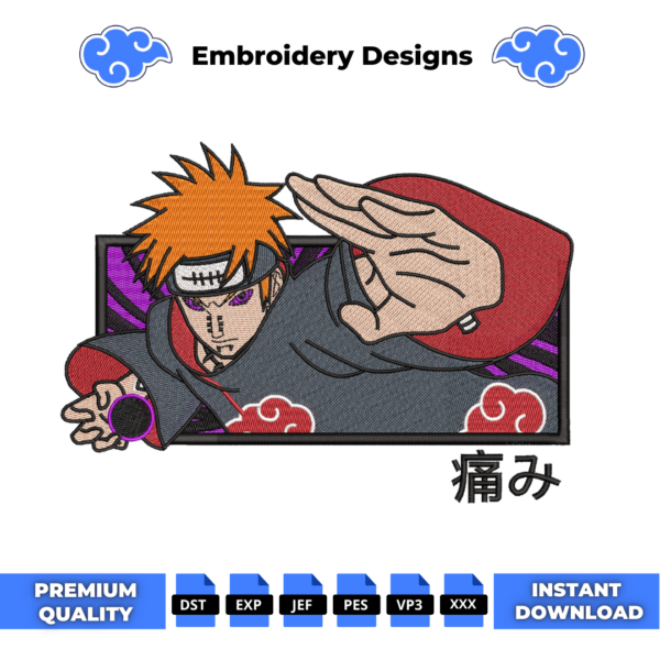 Naruto Pain Anime Embroidery Design