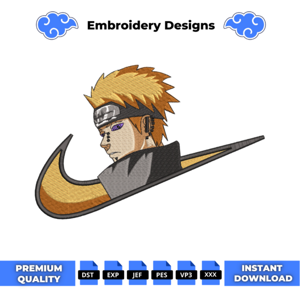 Naruto Pain Swoosh Anime Embroidery Design