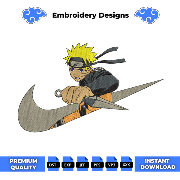 Naruto Swoosh Anime Embroidery Design