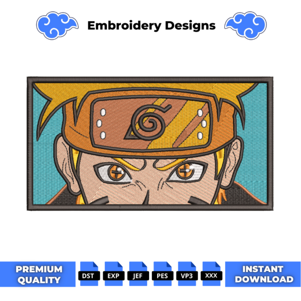 Naruto Uzumaki Eyes Embroidery Design