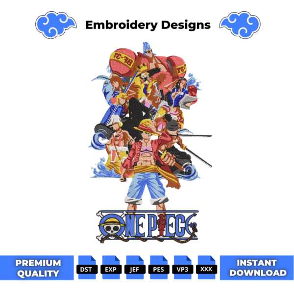 One Piece Anime Embroidery Design