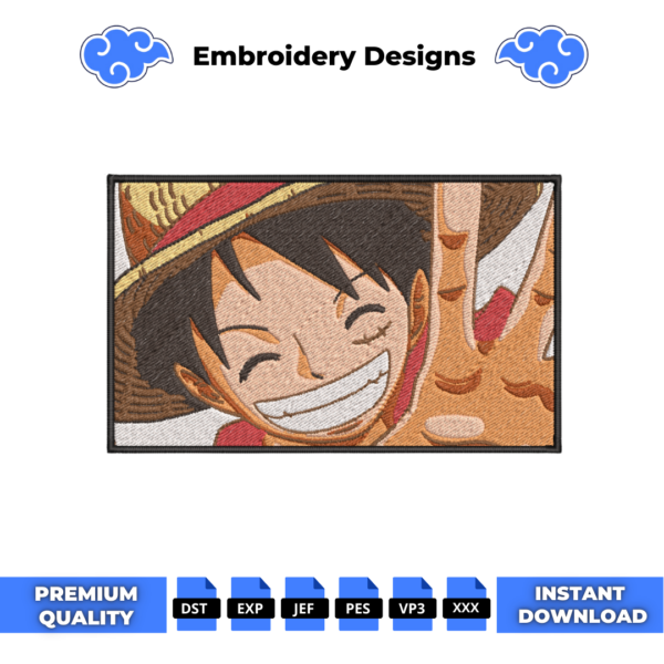One Piece Luffy Anime Embroidery Design