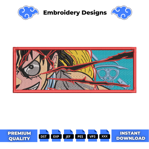 One Piece Monkey D Luffy Embroidery Design