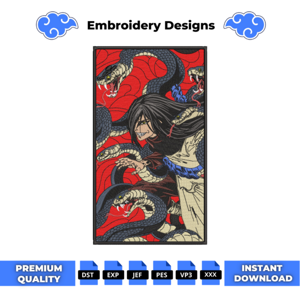 Orochimaru Vertical Embroidery Design