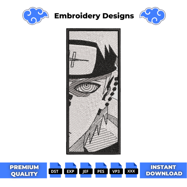 Pain Vertical BW Embroidery Design