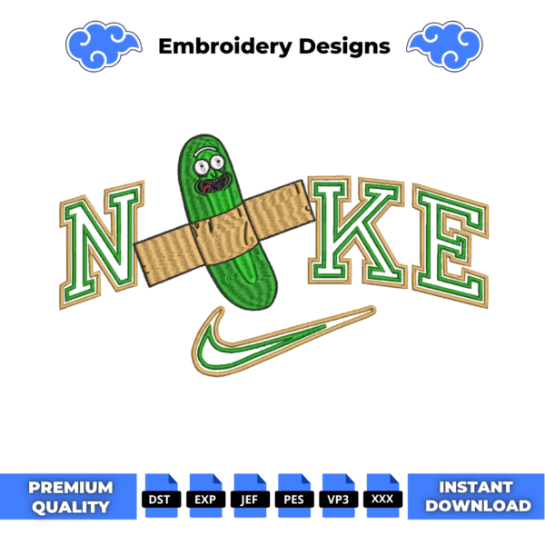 Pickle Rick Embroidery Design
