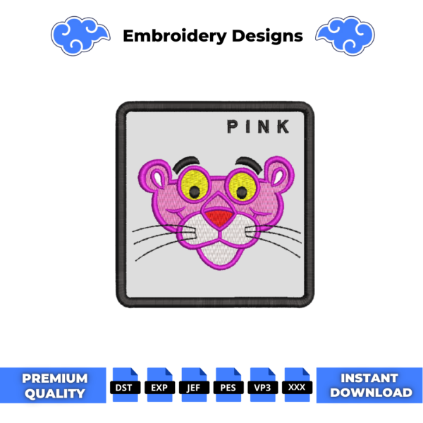 Pink Panther Cap Embroidery Design