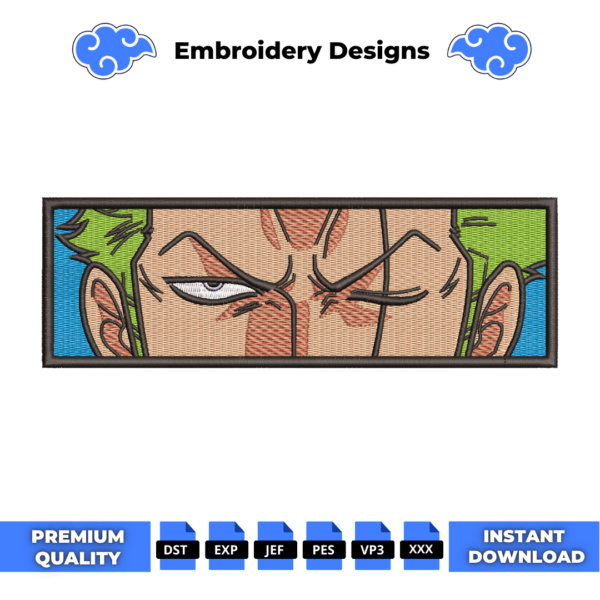 Roronoa Zoro Eyes Embroidery Design