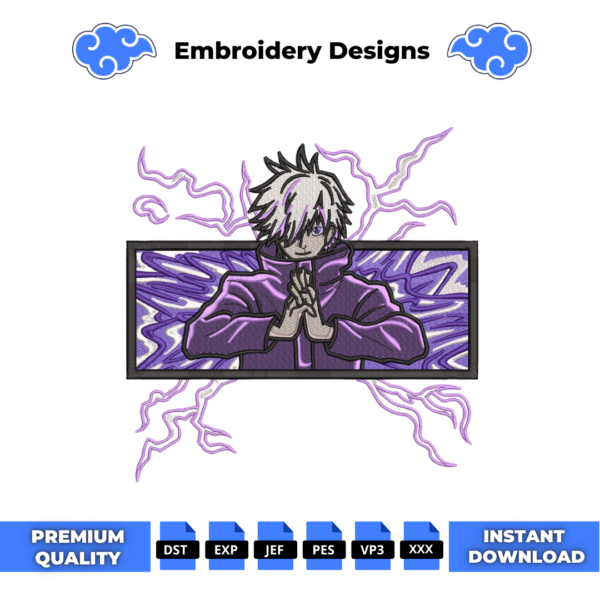 Satoru Gojo Boxed Embroidery Design