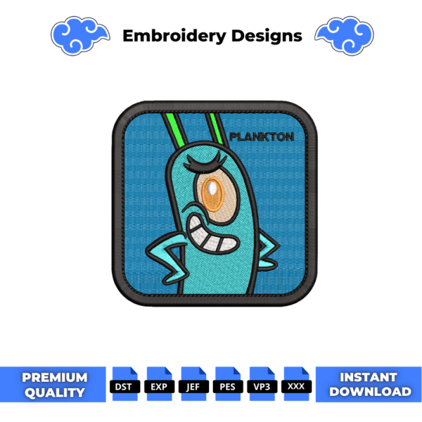 SpongeBob Plankton Cap Embroidery Design