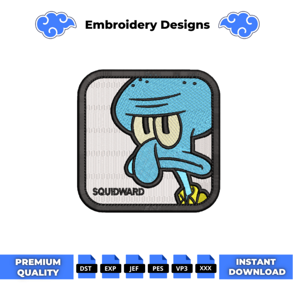SpongeBob Squidward Cap Embroidery Design