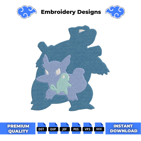 Squirtle Evolution Embroidery Design