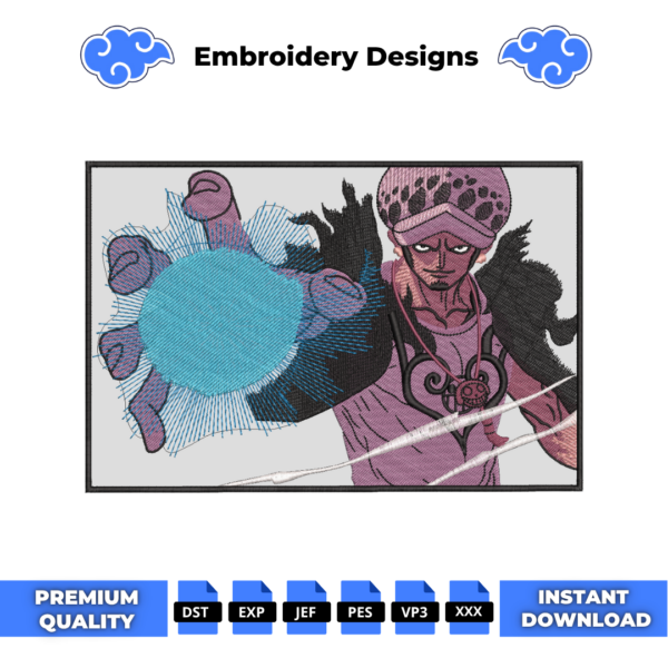 Trafalgar Law Power Embroidery Design