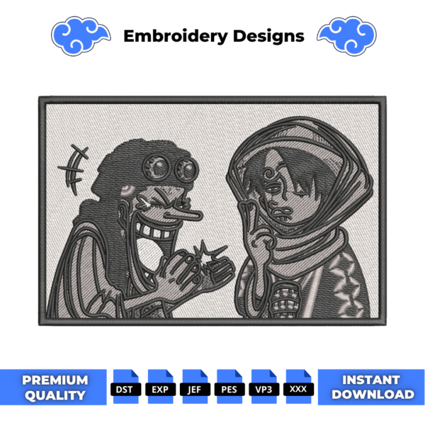 Usopp and Luffy Embroidery Design