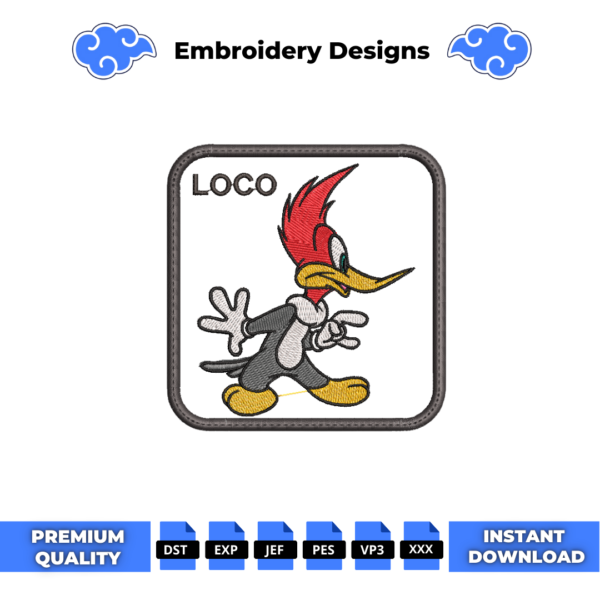 Woody Woodpecker Cap Embroidery Design