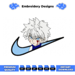 Zoldyck Killua Swoosh Anime Embroidery Design