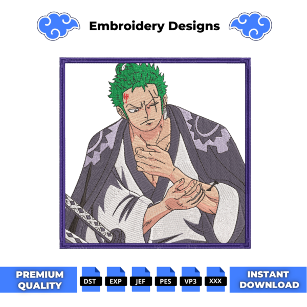 Zoro Anime Embroidery Design