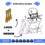 Zoro King of Hell and Logo Embroidery Design