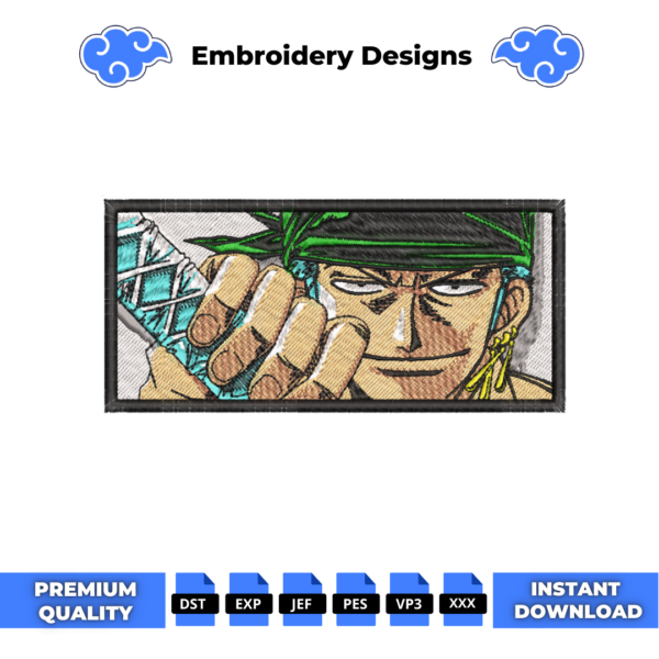 Zoro One Piece Boxed Embroidery Design