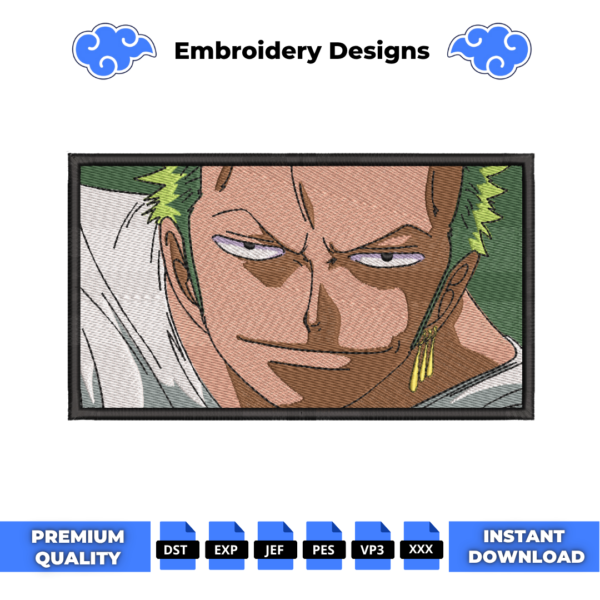 Zoro Roronoa Boxed Anime Embroidery Design