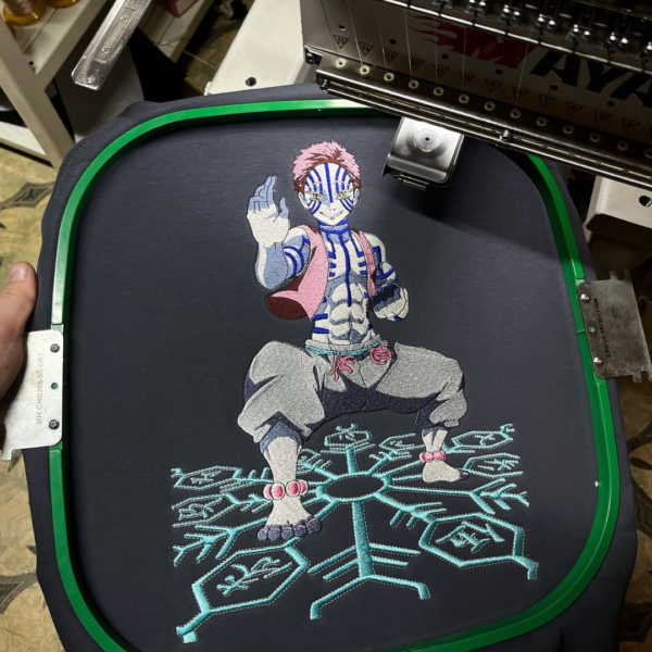 Akaza Anime Embroidery Design stitched by a customer