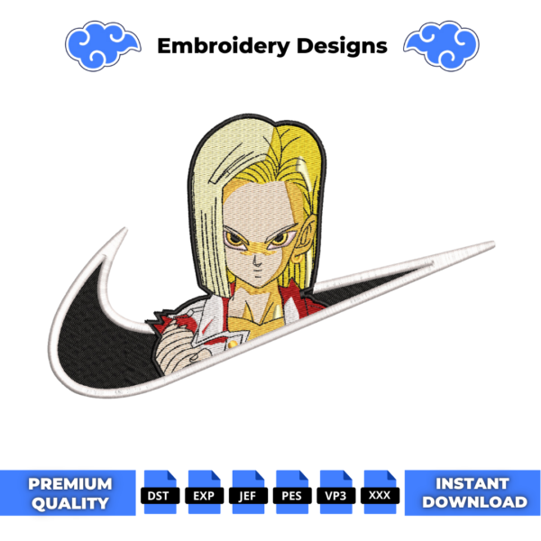 Android 18 Embroidery Design