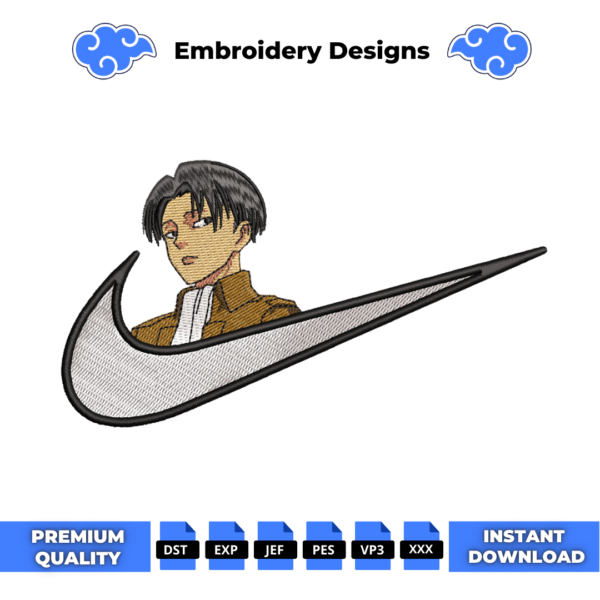 AOT Levi Ackerman Swoosh Embroidery Design