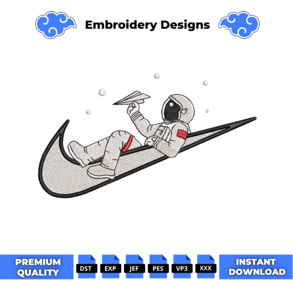 Astronaut Swoosh Embroidery Design