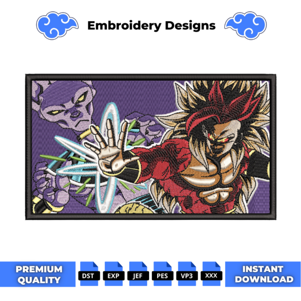 Beerus and Goku Embroidery Design