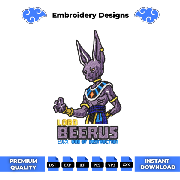 Beerus Embroidery Design