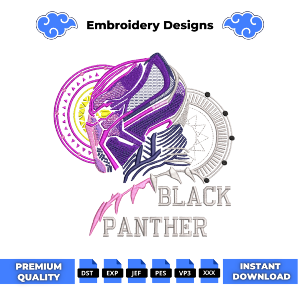 Black Panther Embroidery Design