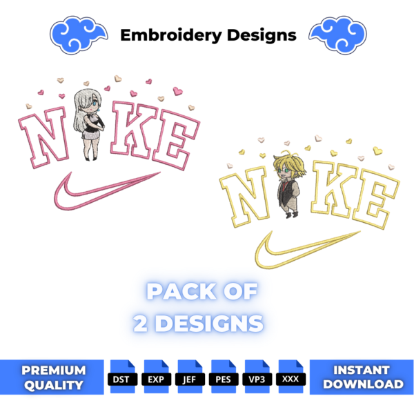 Bundle Meliodas and Elizabeth Embroidery Design