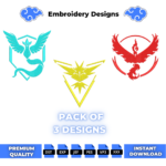 Bundle Pokemon Legendary Birds Embroidery Design