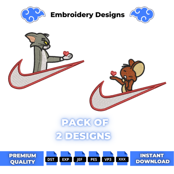 Bundle Tom and Jerry Swoosh Embroidery Design
