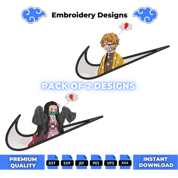 Bundle Zenitsu and Nezuko Embroidery Designs