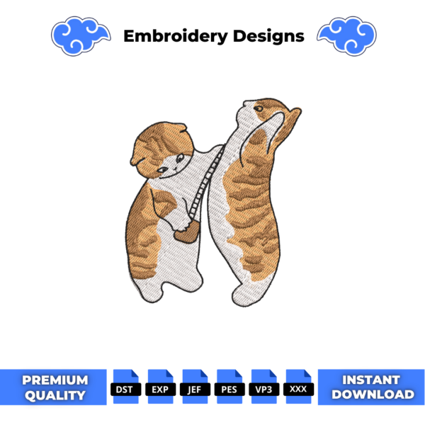 Cats Measuring Embroidery Design