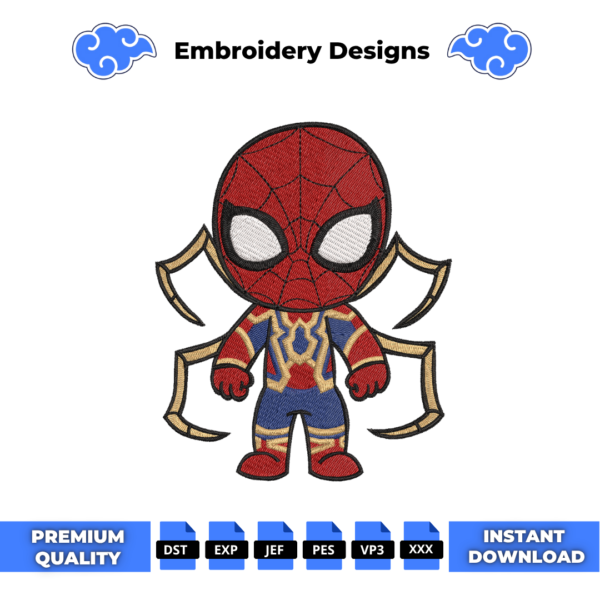 Chibi Iron Spiderman Embroidery Design