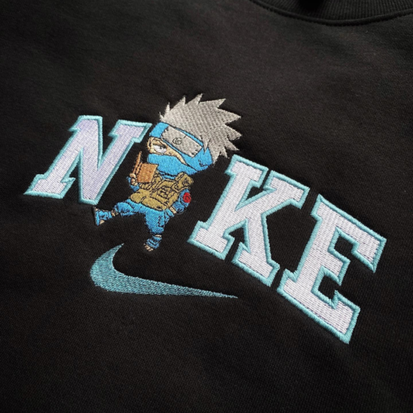 Chibi Kakashi Swoosh Embroidery Design stitched by a customer