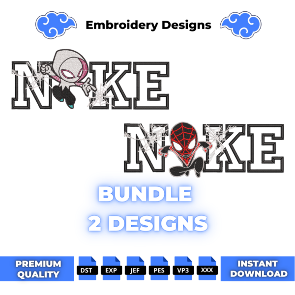 Chibi Miles Morales and Gwen Embroidery Design