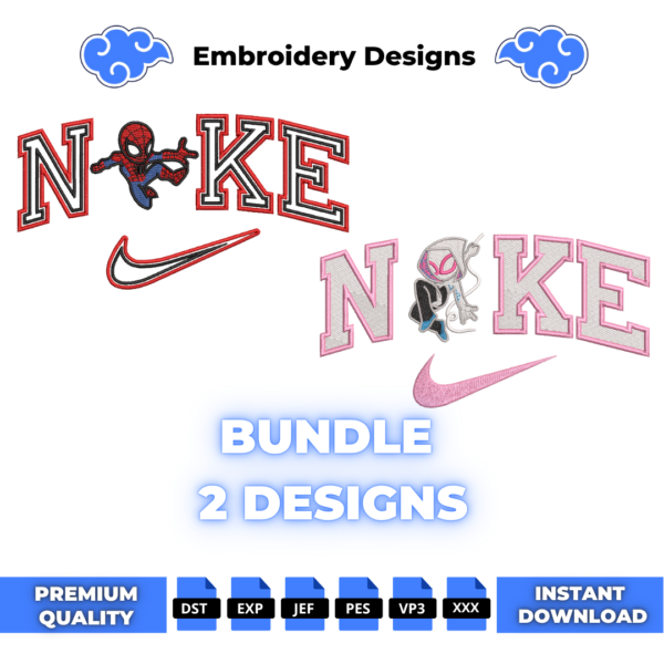 Chibi Spider Man and Gwen Embroidery Design