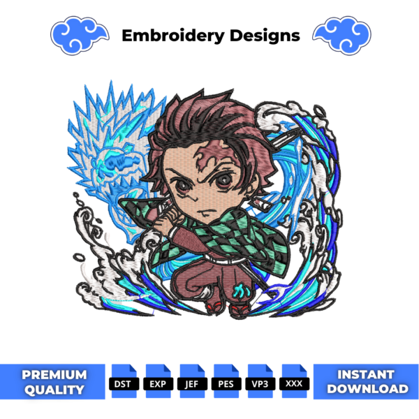 Chibi Tanjiro Water Power Embroidery Design