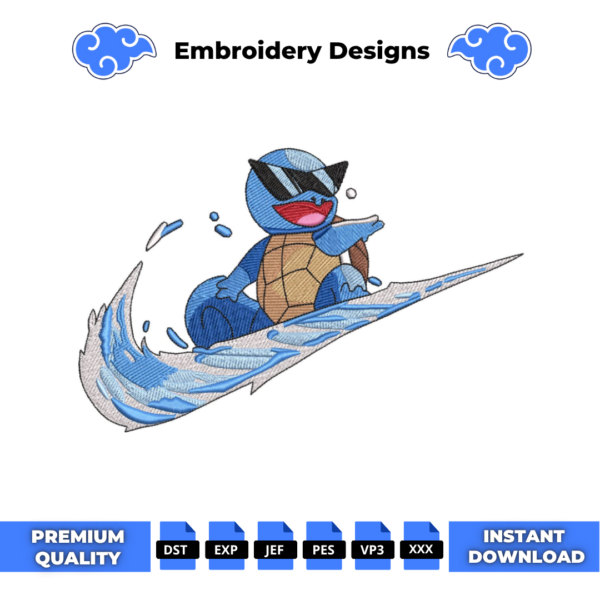 Cool Squirtle Embroidery Design